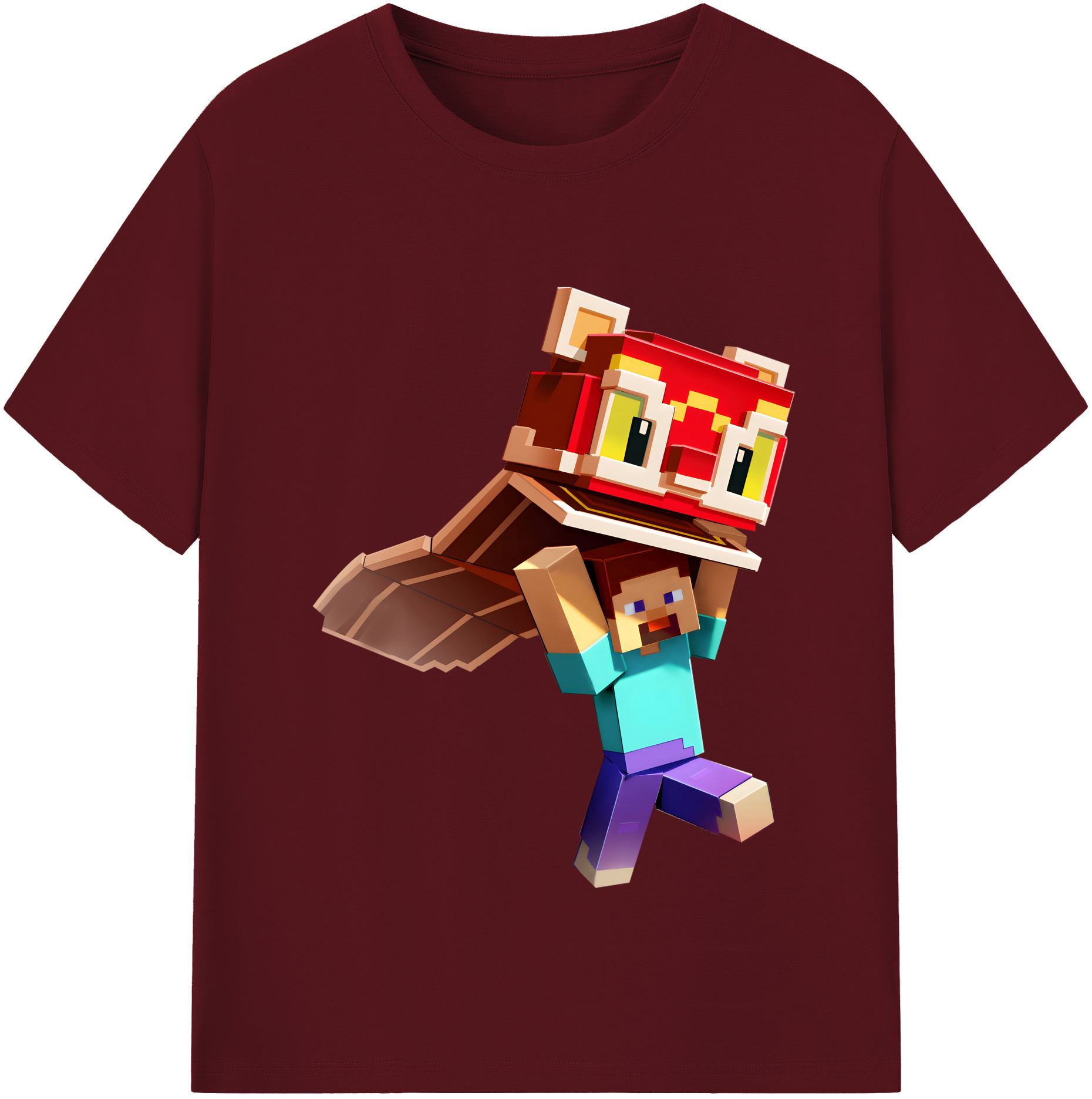 （画像用） マインクラフト ブロックの世界 Minecraft MC Block world 綿100％半袖Tシャツ（フロントプリント）